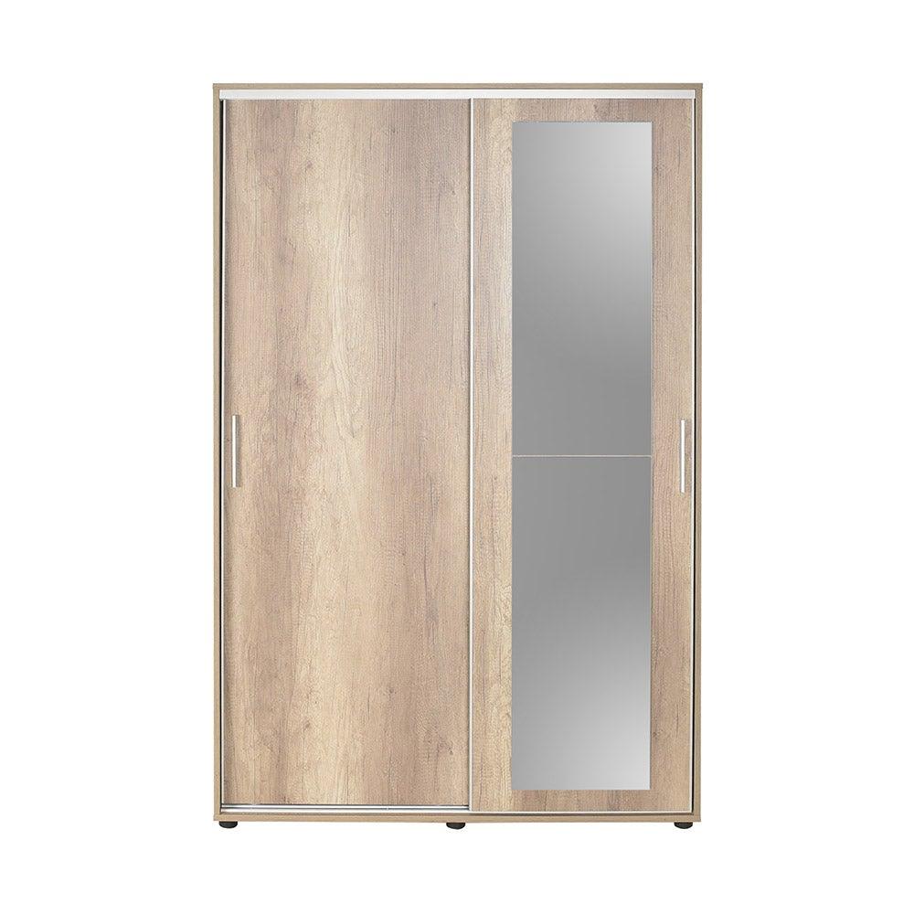 Cuier cu pantofar Adore Porto Maxi, 2 usi cu oglinda, 12 rafturi, capacitate 32 perechi incaltaminte, 120 x 187 x 40 cm - Natur