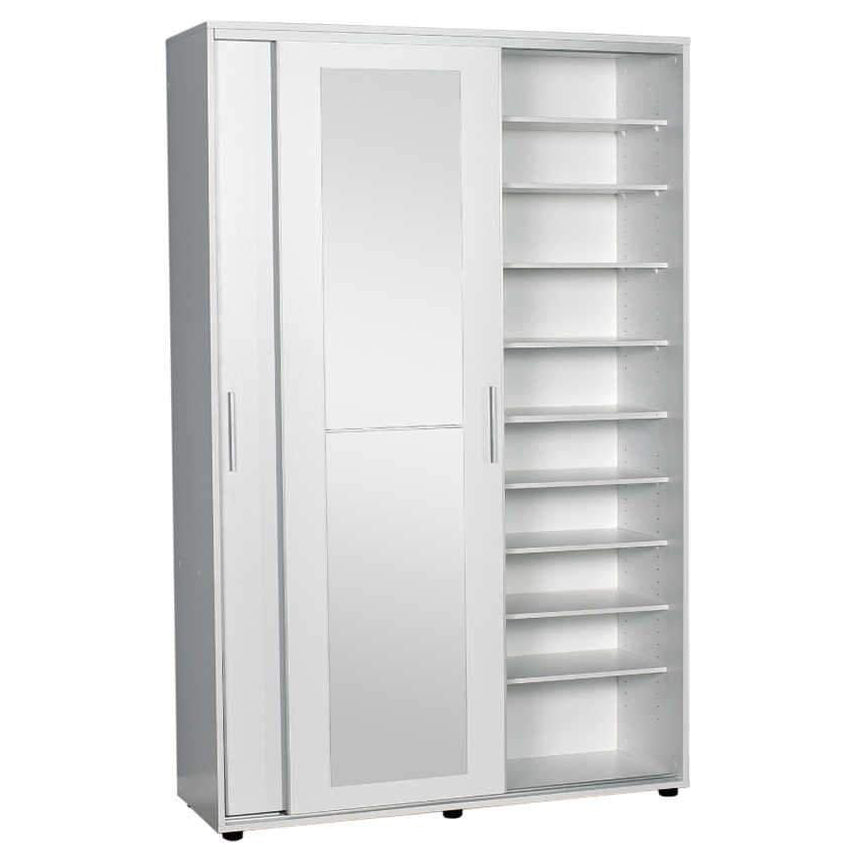 Cuier cu pantofar Adore Porto Maxi, 2 usi cu oglinda, 12 rafturi, capacitate 32 perechi incaltaminte, 120 x 187 x 40 cm - Alb