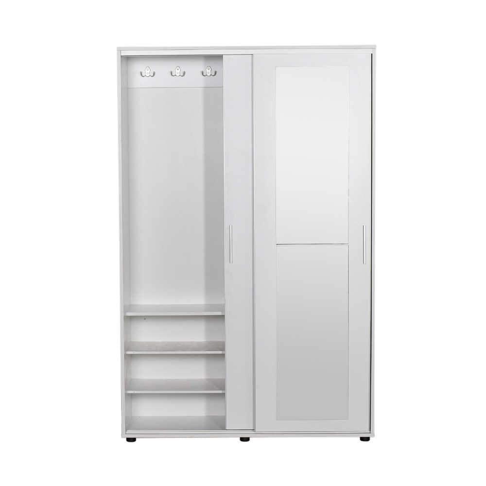 Cuier cu pantofar Adore Porto Maxi, 2 usi cu oglinda, 12 rafturi, capacitate 32 perechi incaltaminte, 120 x 187 x 40 cm - Alb