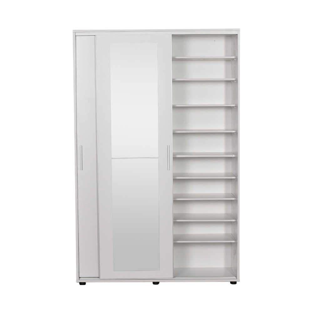 Cuier cu pantofar Adore Porto Maxi, 2 usi cu oglinda, 12 rafturi, capacitate 32 perechi incaltaminte, 120 x 187 x 40 cm - Alb