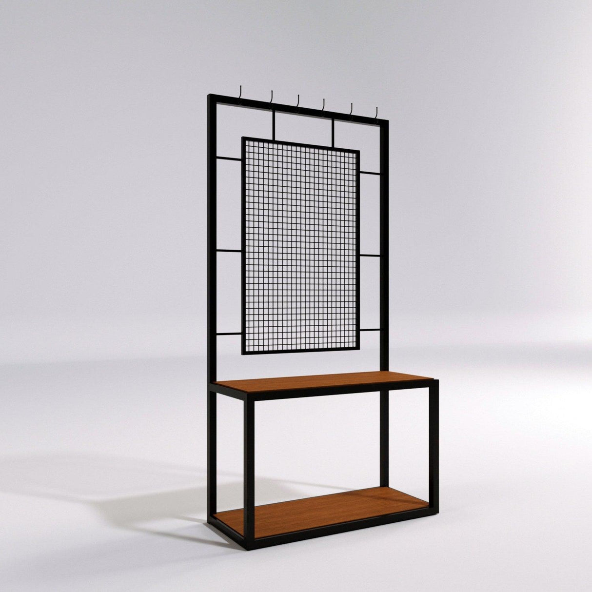 Cuier cu pantofar Gorgon cu Rafturi cadru Metalic, Nuc, 120 X 172 X 30 Cm