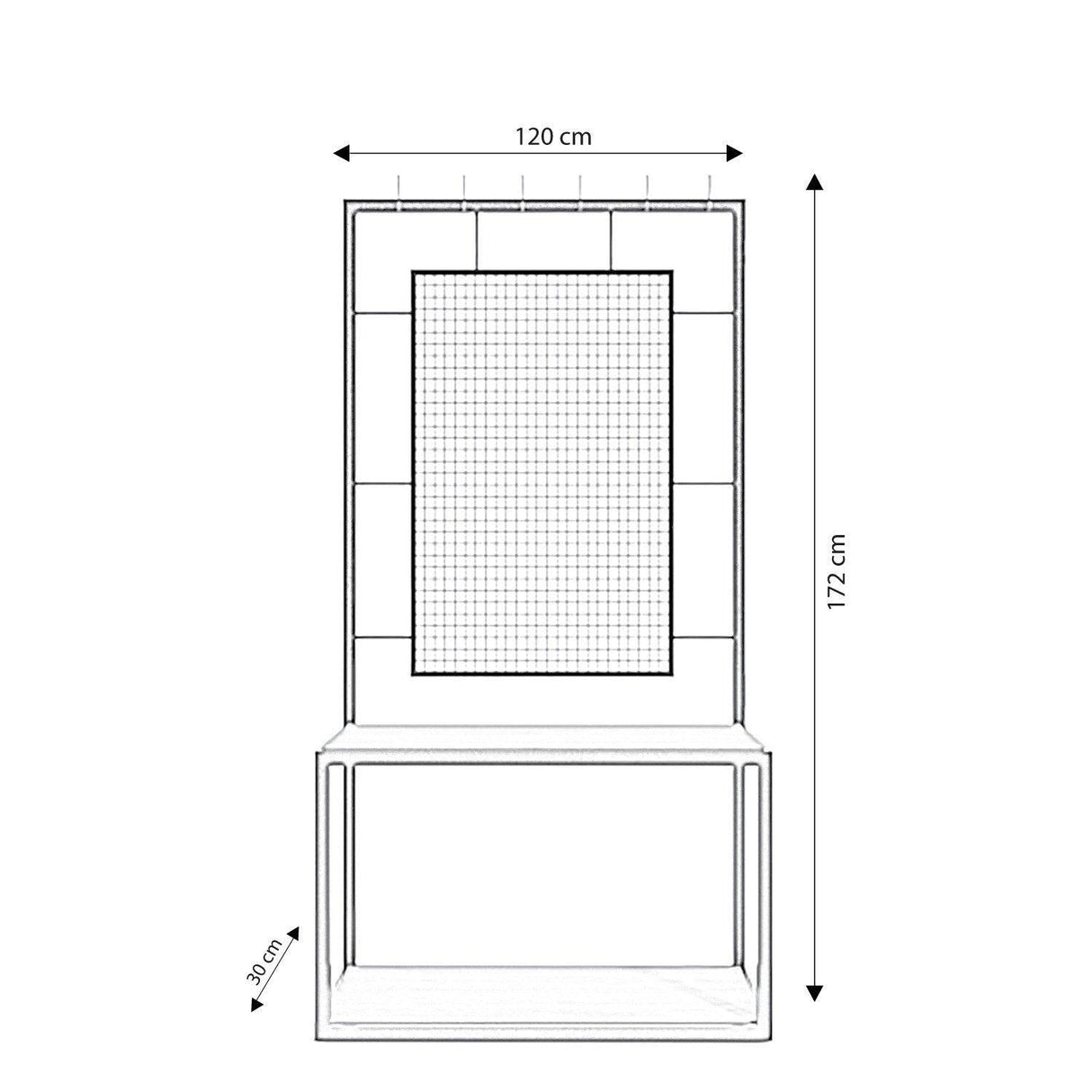 Cuier cu pantofar Gorgon cu Rafturi cadru Metalic, Nuc, 120 X 172 X 30 Cm