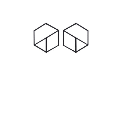 Cuier de hol metalic Geometric, Negru, 20x1x40 cm
