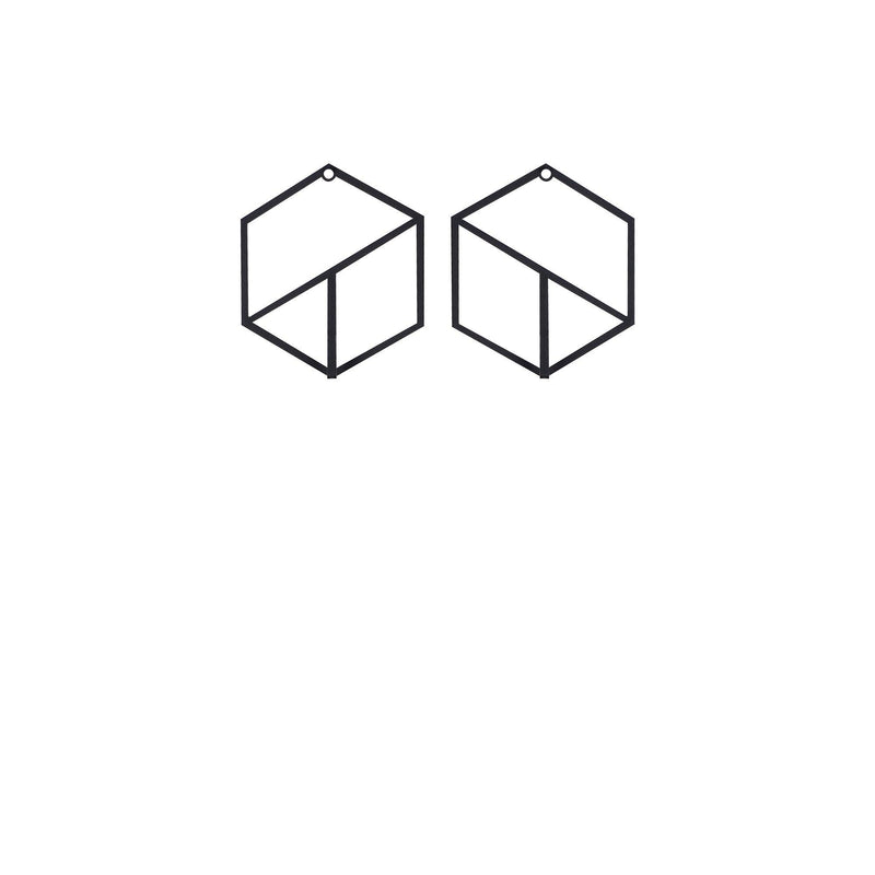 Cuier de hol metalic Geometric, Negru, 20x1x40 cm