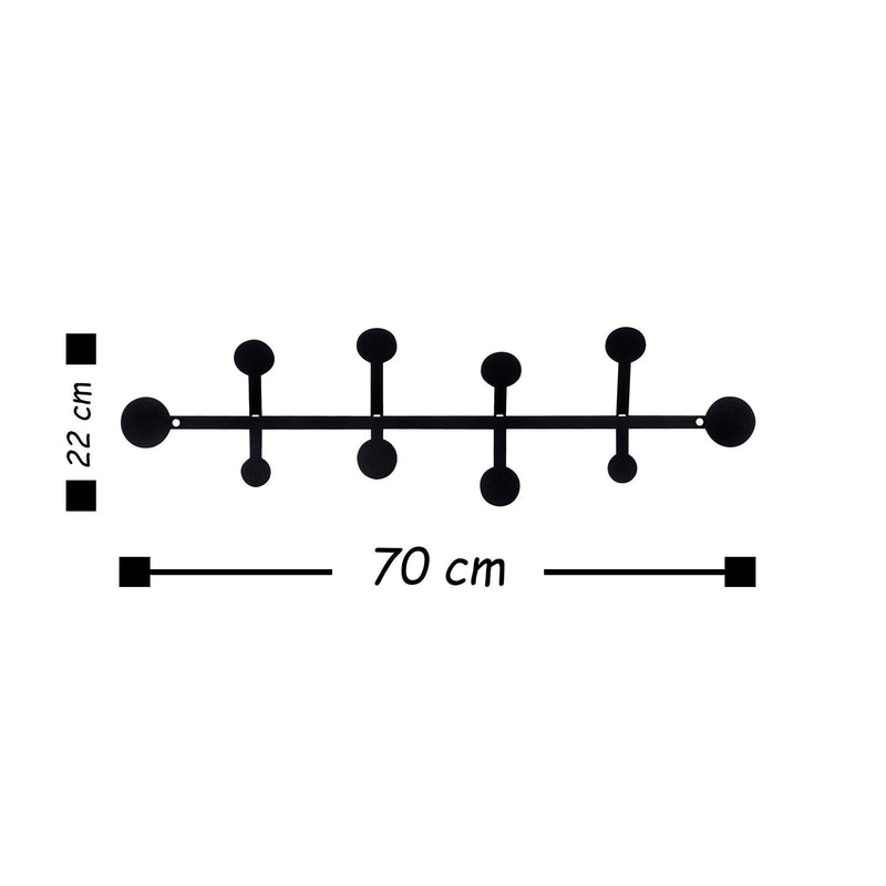 Cuier de hol metalic Rod, Negru, 22x1x70 cm