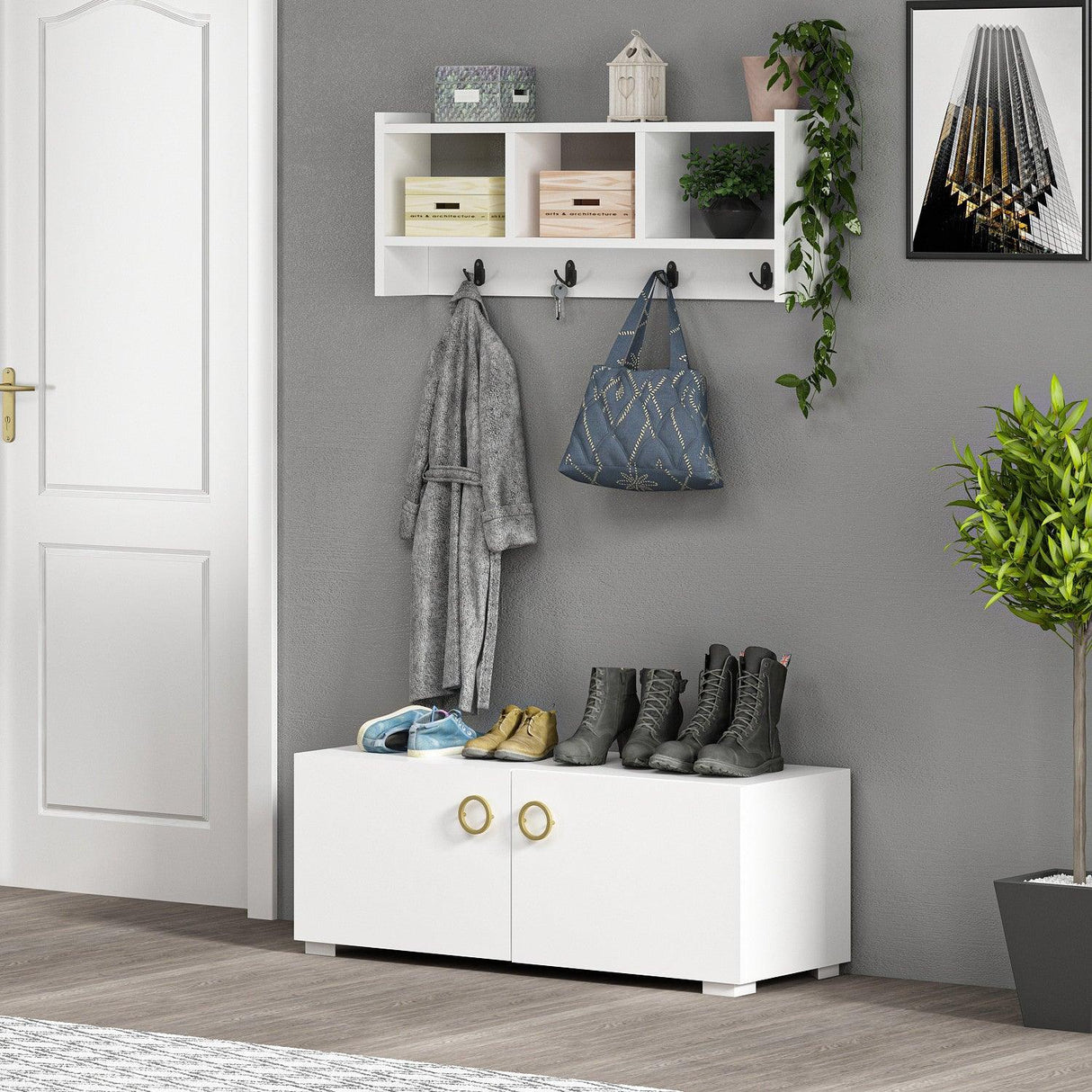 Cuier Star, Alb, 76x35x22 cm