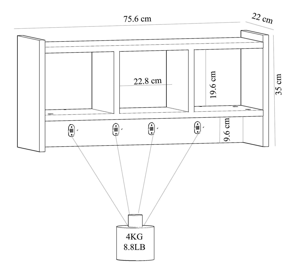 Cuier Star, Alb, 76x35x22 cm