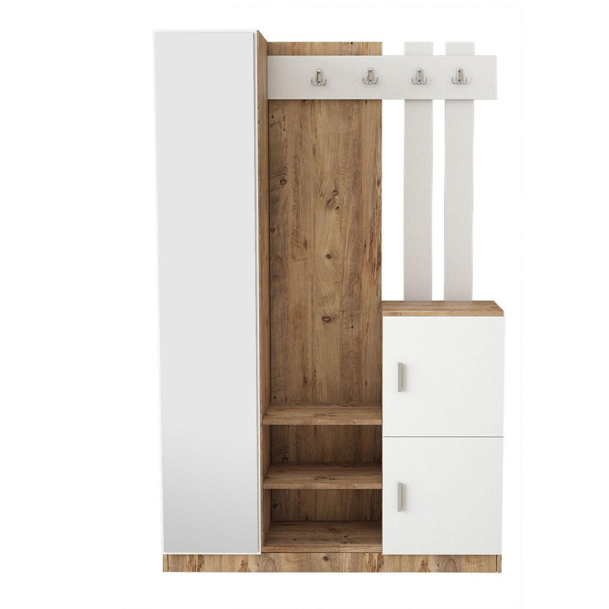 Cuier cu pantofar Swappy, Stejar, 114x180x38 cm