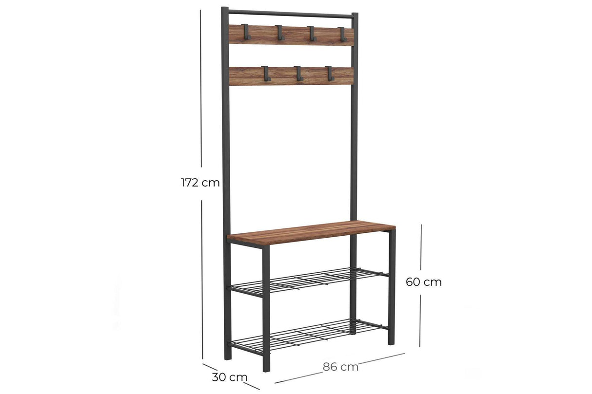 Cuier Tifo cadru metal, Negru, 86 x 172 x 30 cm