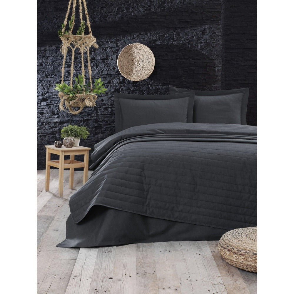 Cuvertură de pat double, 65% Bumbac, Gri, 220x240 cm