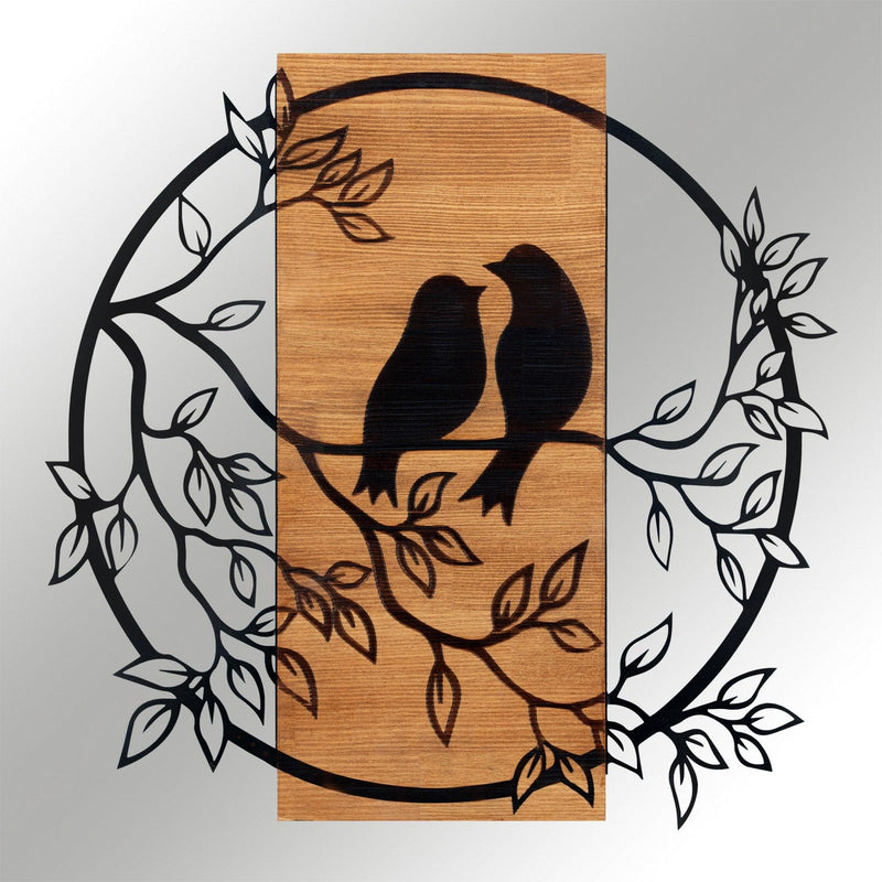 Decoratiune de perete lemn Dragostea in Aer, Negru, 60 x 59 x 3