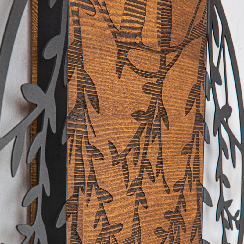 Decoratiune de perete lemn Dragostea in Aer, Negru, 60 x 59 x 3