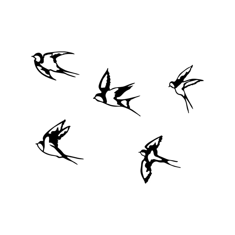Decoratiune de perete lemn Swallows, Negru, 18x0,1x19 cm