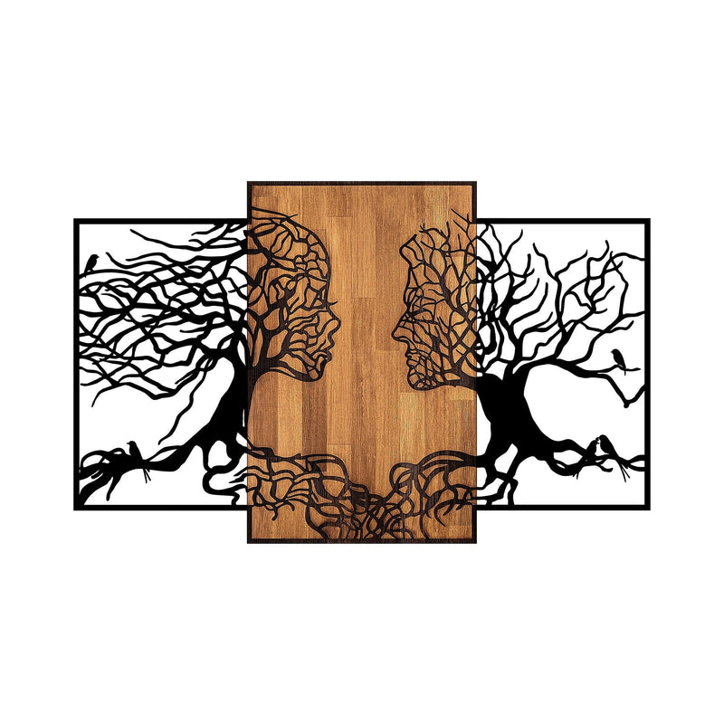 Decoratiune de perete lemn Tree Love - 312, Negru, 3x79x125 cm