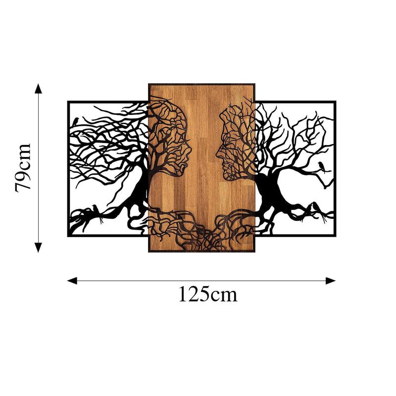 Decoratiune de perete lemn Tree Love - 312, Negru, 3x79x125 cm