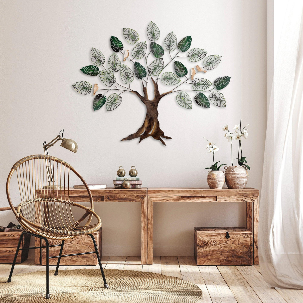 Decoratiune de perete Metal Alder, Multicolor, 92x1x117 cm