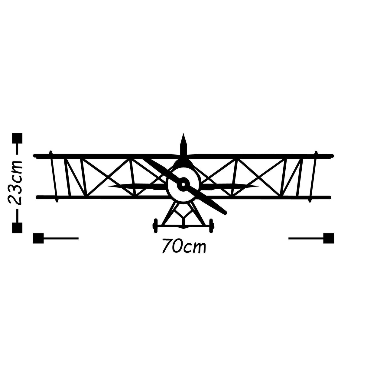 Decoratiune de perete Metal Avion, Negru, 23x70 cm
