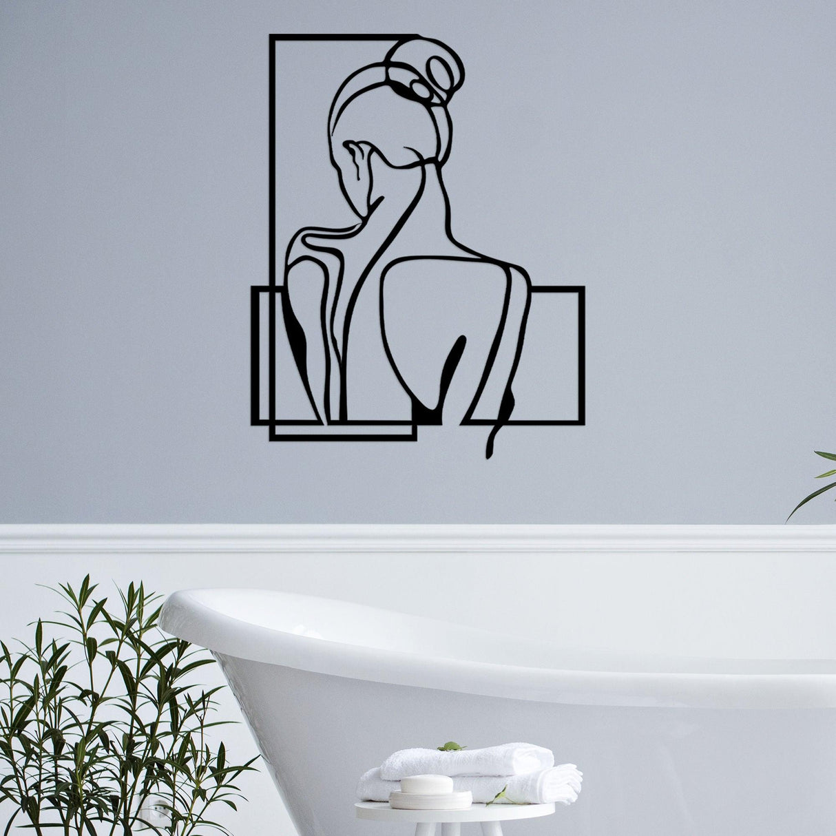 Decoratiune de perete Metal Backround, Negru, 73x1x57 cm