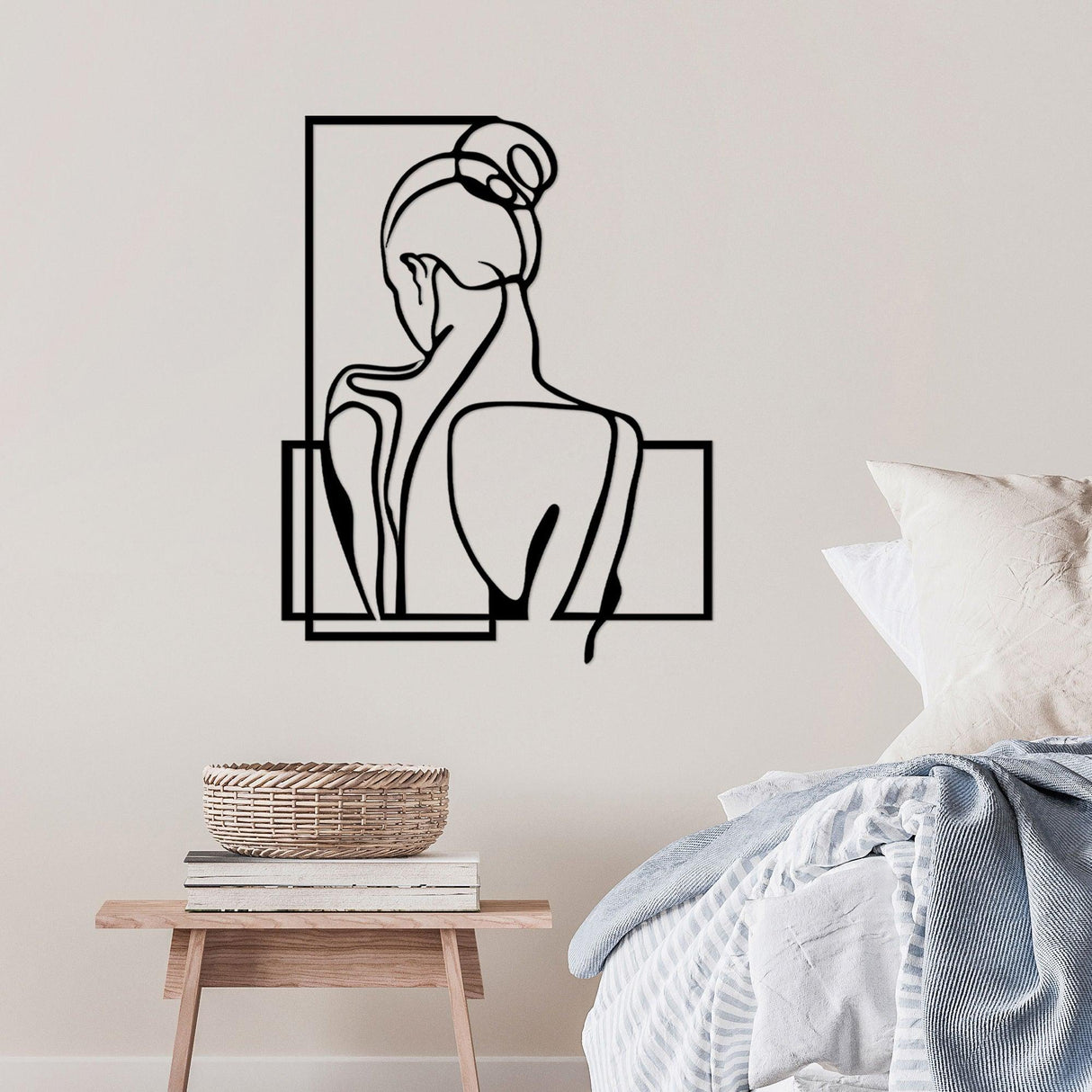 Decoratiune de perete Metal Backround, Negru, 73x1x57 cm