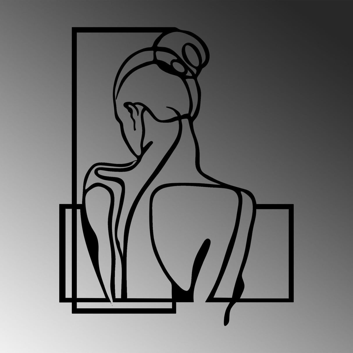 Decoratiune de perete Metal Backround, Negru, 73x1x57 cm