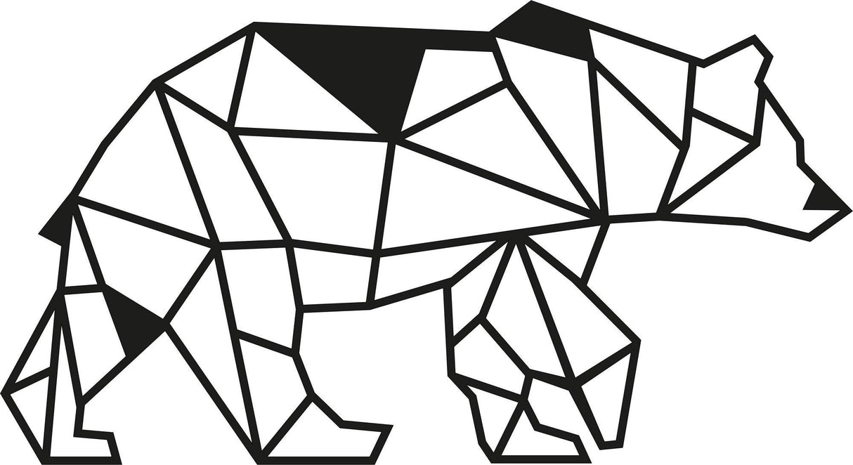 Decoratiune de perete Metal Bear2, Negru, 30x1x55 cm