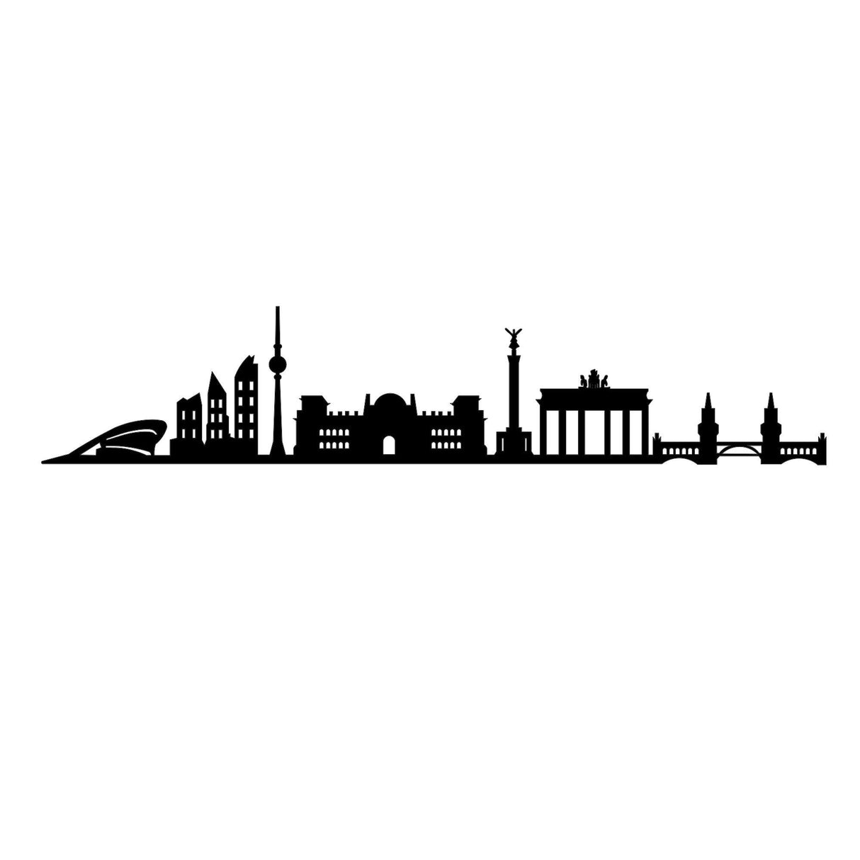 Decoratiune de perete Metal Berlin Skyline, Negru, 24x1x119 cm