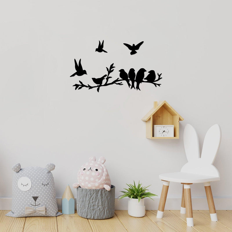 Decoratiune de perete Metal Bırd Communıty, Negru, 22x1x68 cm
