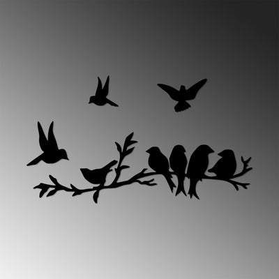 Decoratiune de perete Metal Bırd Communıty, Negru, 22x1x68 cm