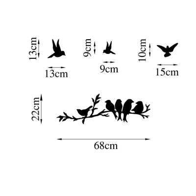 Decoratiune de perete Metal Bırd Communıty, Negru, 22x1x68 cm