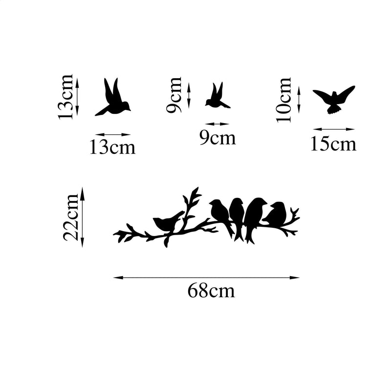 Decoratiune de perete Metal Bırd Communıty, Negru, 22x1x68 cm