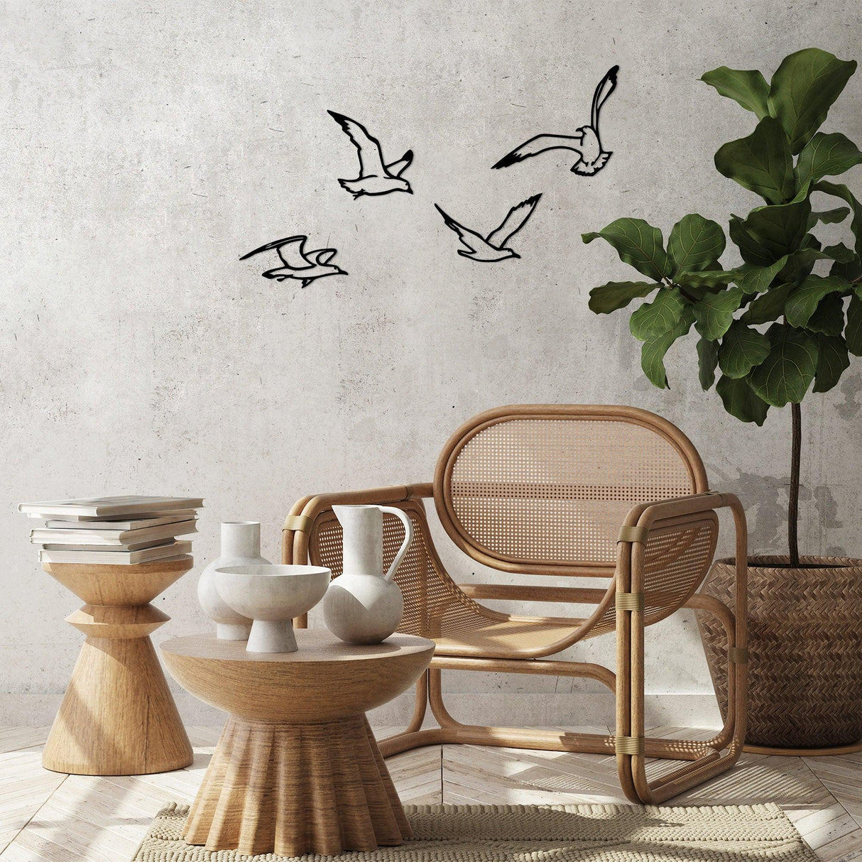 Decoratiune de perete Metal Birds Sorty - 443, Negru, 1.5x20x22 cm