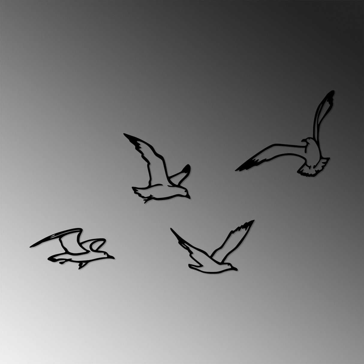 Decoratiune de perete Metal Birds Sorty - 443, Negru, 1.5x20x22 cm