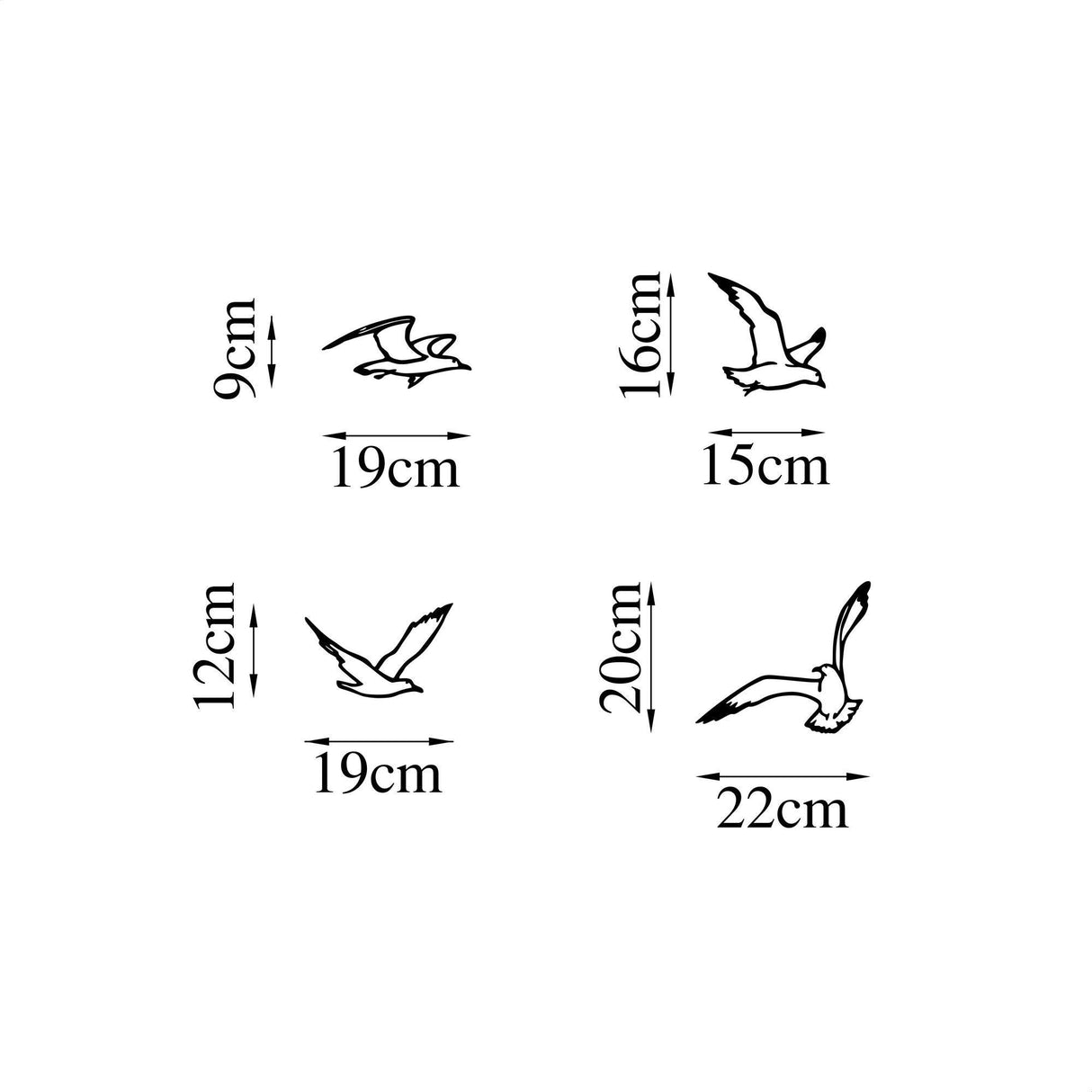 Decoratiune de perete Metal Birds Sorty - 443, Negru, 1.5x20x22 cm