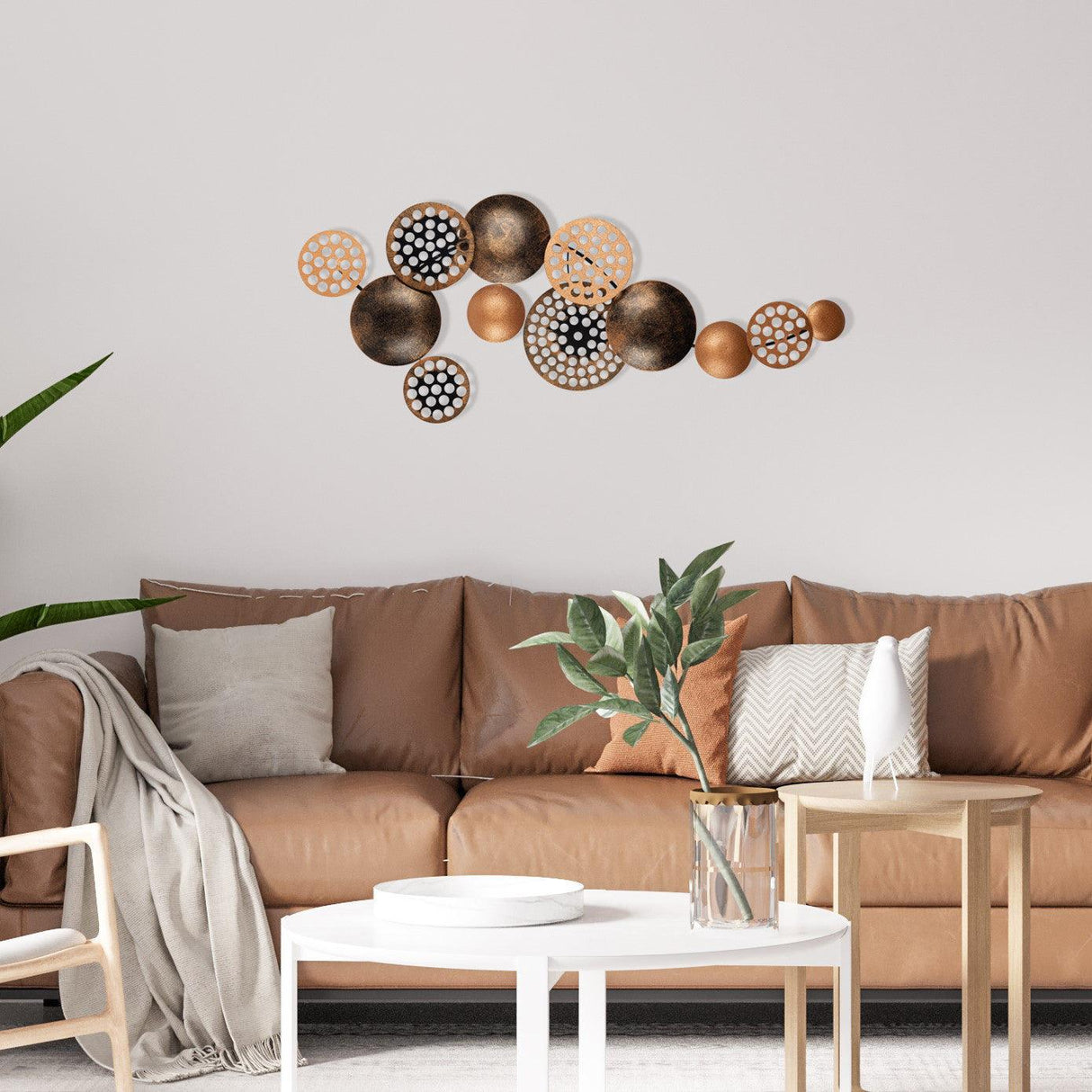 Decoratiune de perete Bronte, Metal, 42x8x90 cm - Maro-Auriu