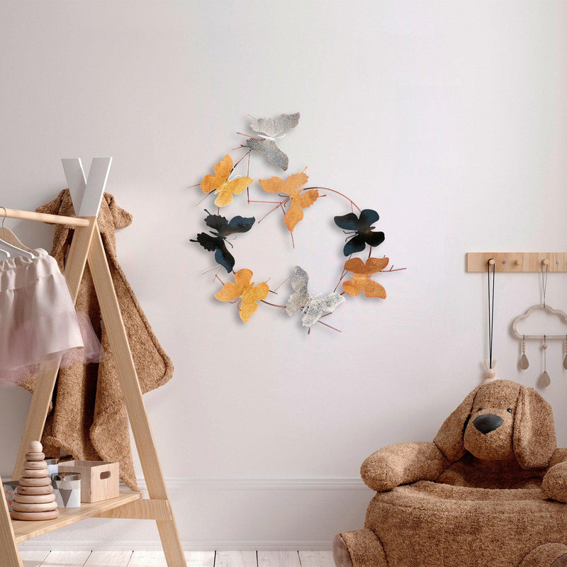 Decoratiune de perete Metal Butterflies - 2, Multicolor, 1x1x4 cm