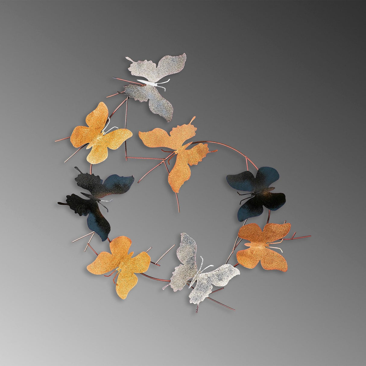 Decoratiune de perete Metal Butterflies - 2, Multicolor, 1x1x4 cm