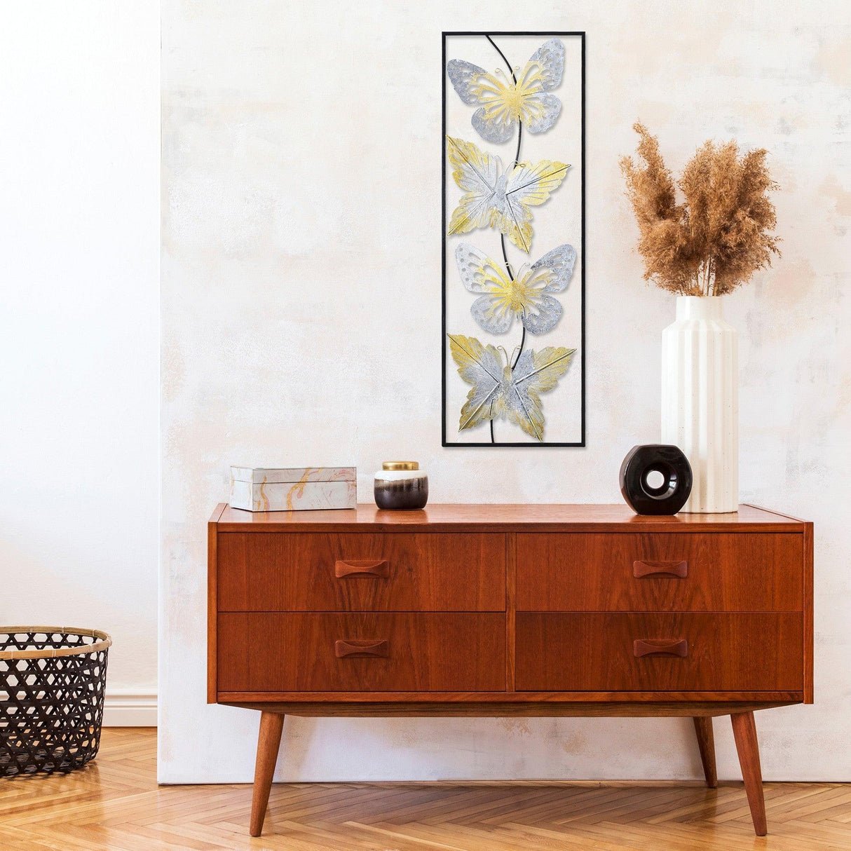 Decoratiune de perete Metal Butterfly, Multicolor, 35x1x100 cm