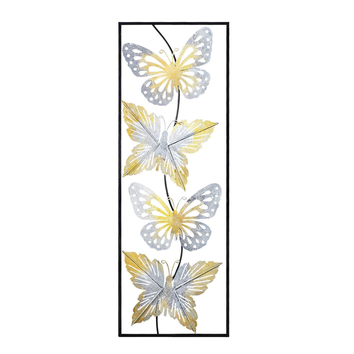 Decoratiune de perete Metal Butterfly, Multicolor, 35x1x100 cm