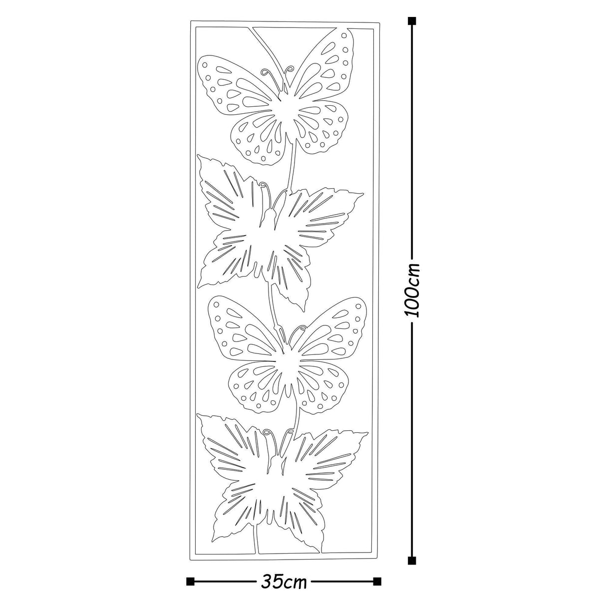 Decoratiune de perete Metal Butterfly, Multicolor, 35x1x100 cm