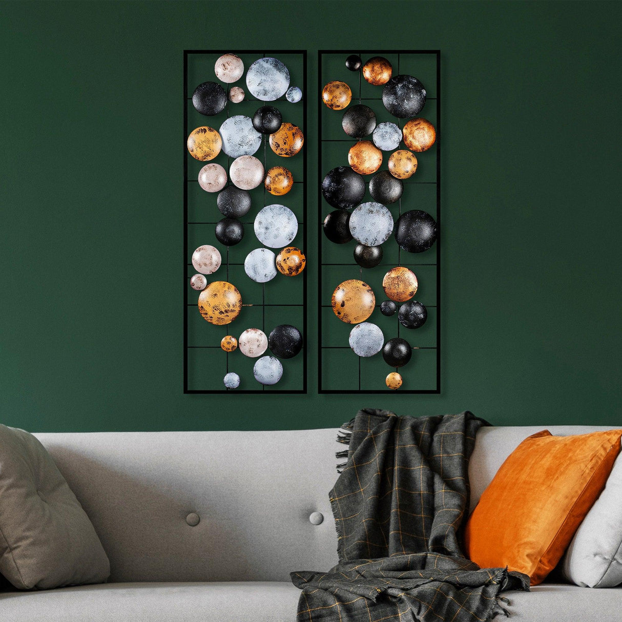 Decoratiune de perete Metal Camber - 3, Multicolor, 92x32 cm