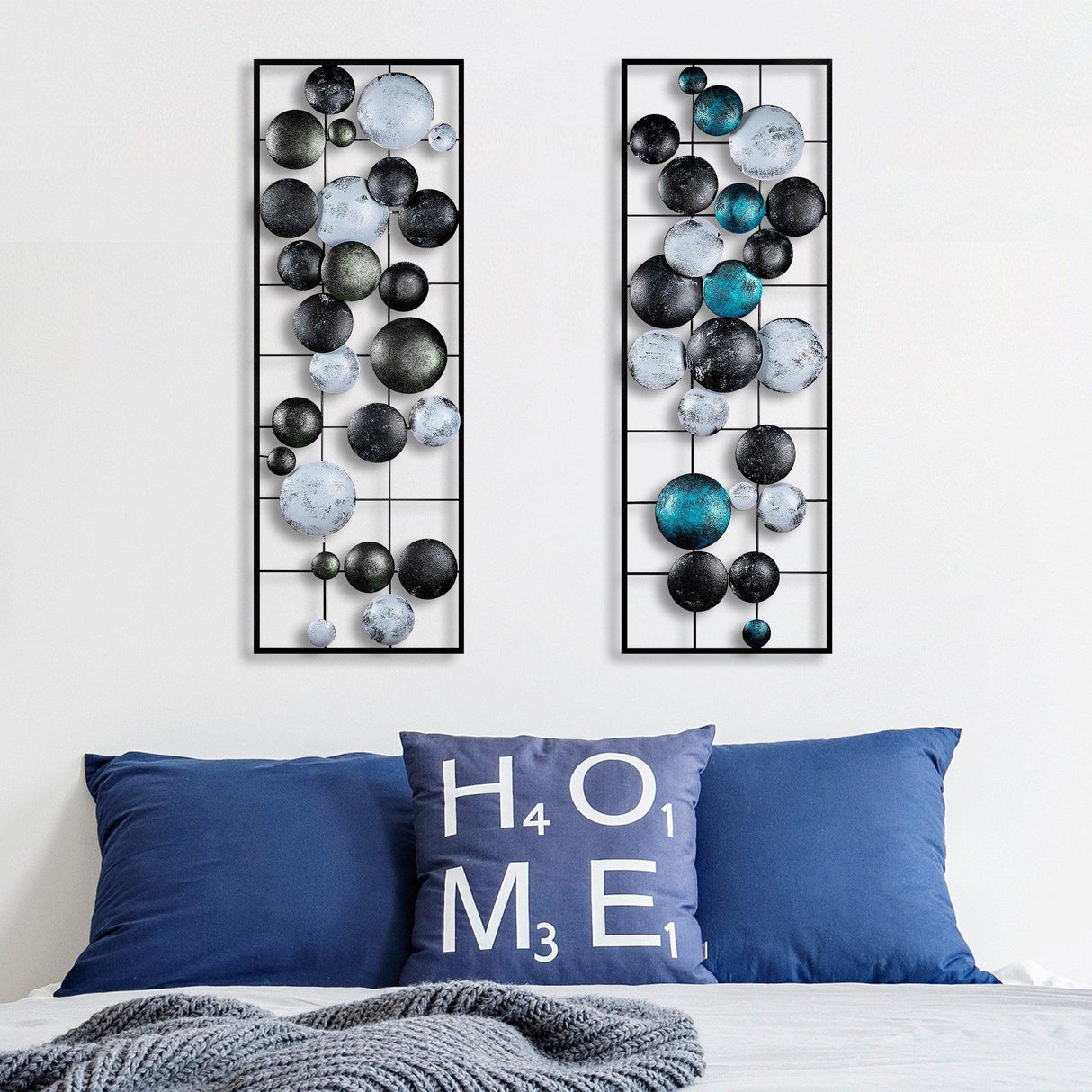 Decoratiune de perete Metal Camber - 6, Multicolor, 92x1x32 cm