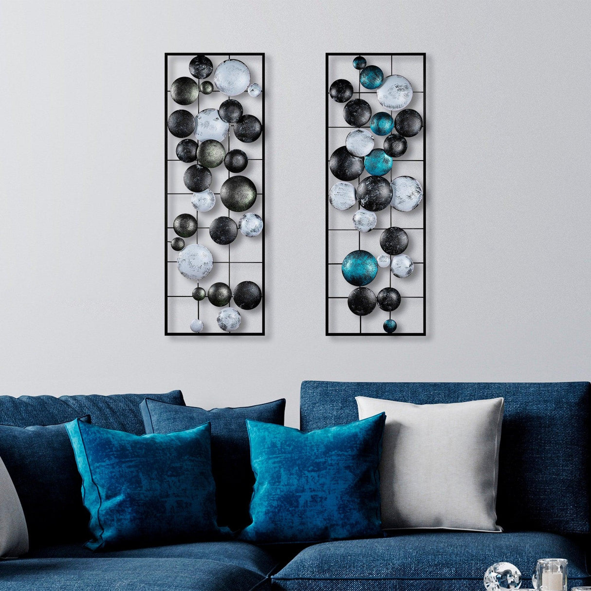 Decoratiune de perete Metal Camber - 6, Multicolor, 92x1x32 cm