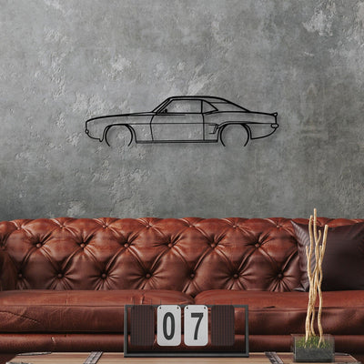 Decoratiune de perete Metal Chevrolet Camaro V2 Silhouette, Negru, 18x1x70 cm