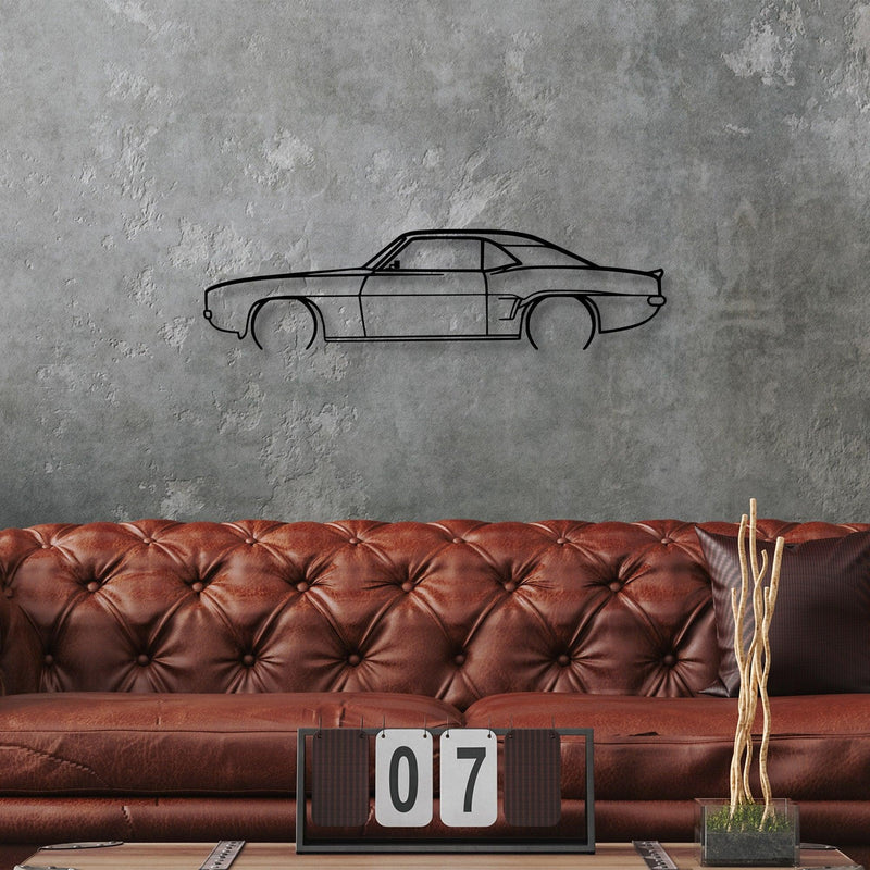 Decoratiune de perete Metal Chevrolet Camaro V2 Silhouette, Negru, 18x1x70 cm
