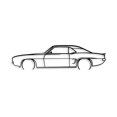 Decoratiune de perete Metal Chevrolet Camaro V2 Silhouette, Negru, 18x1x70 cm