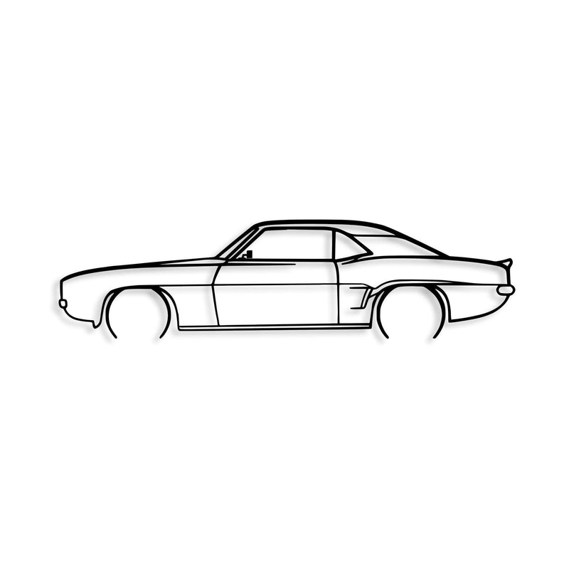 Decoratiune de perete Metal Chevrolet Camaro V2 Silhouette, Negru, 18x1x70 cm