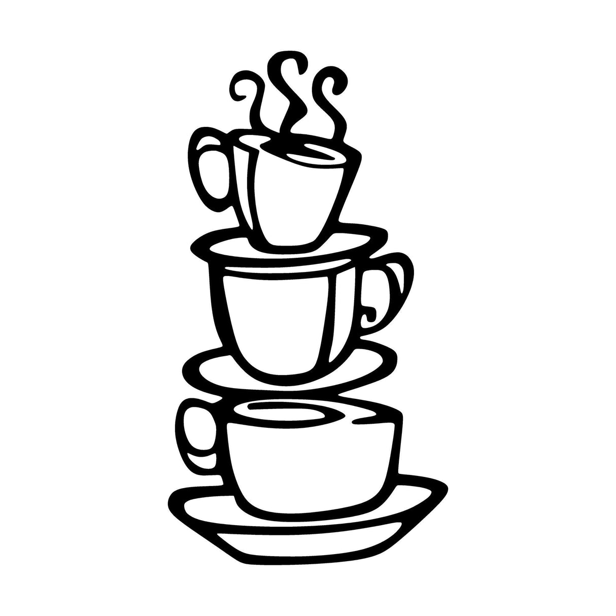 Decoratiune de perete Metal Coffee, Negru, 75x1x40 cm