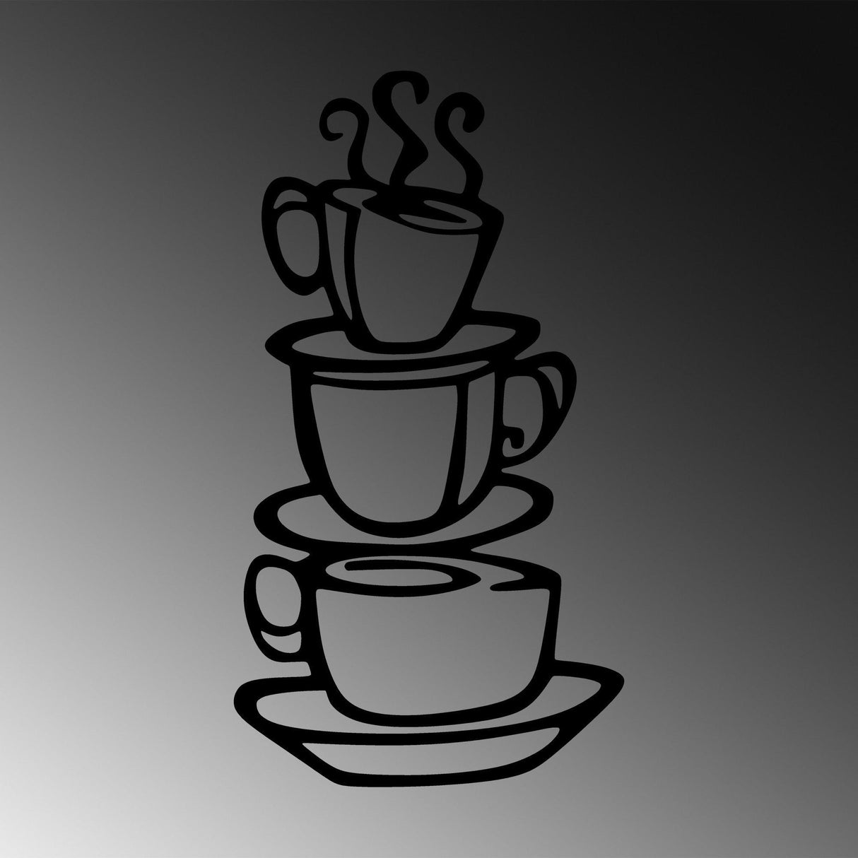 Decoratiune de perete Metal Coffee, Negru, 75x1x40 cm