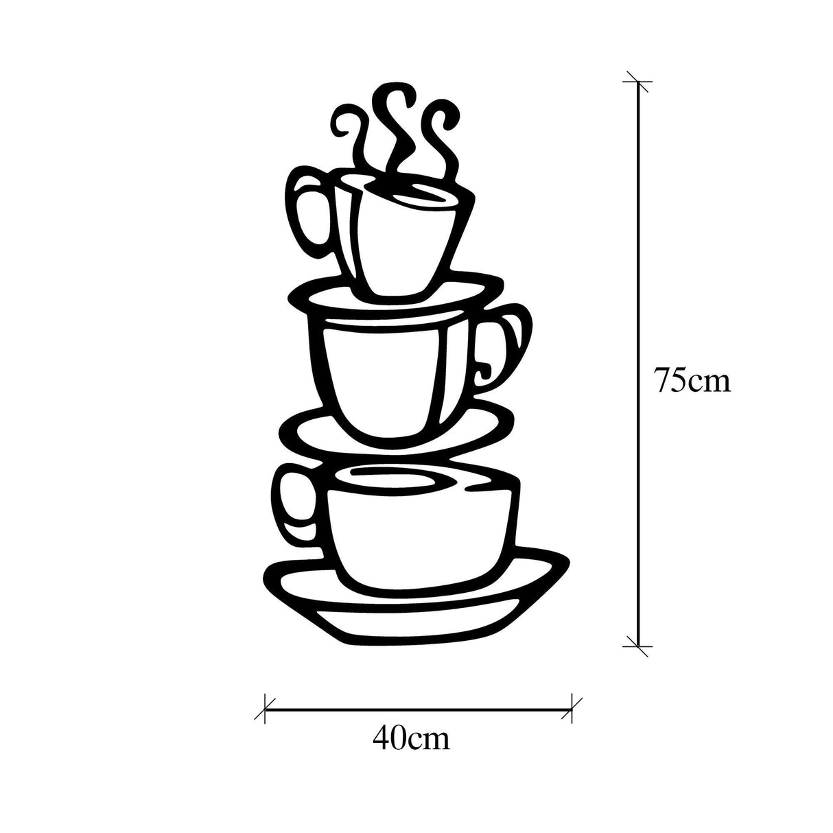 Decoratiune de perete Metal Coffee, Negru, 75x1x40 cm