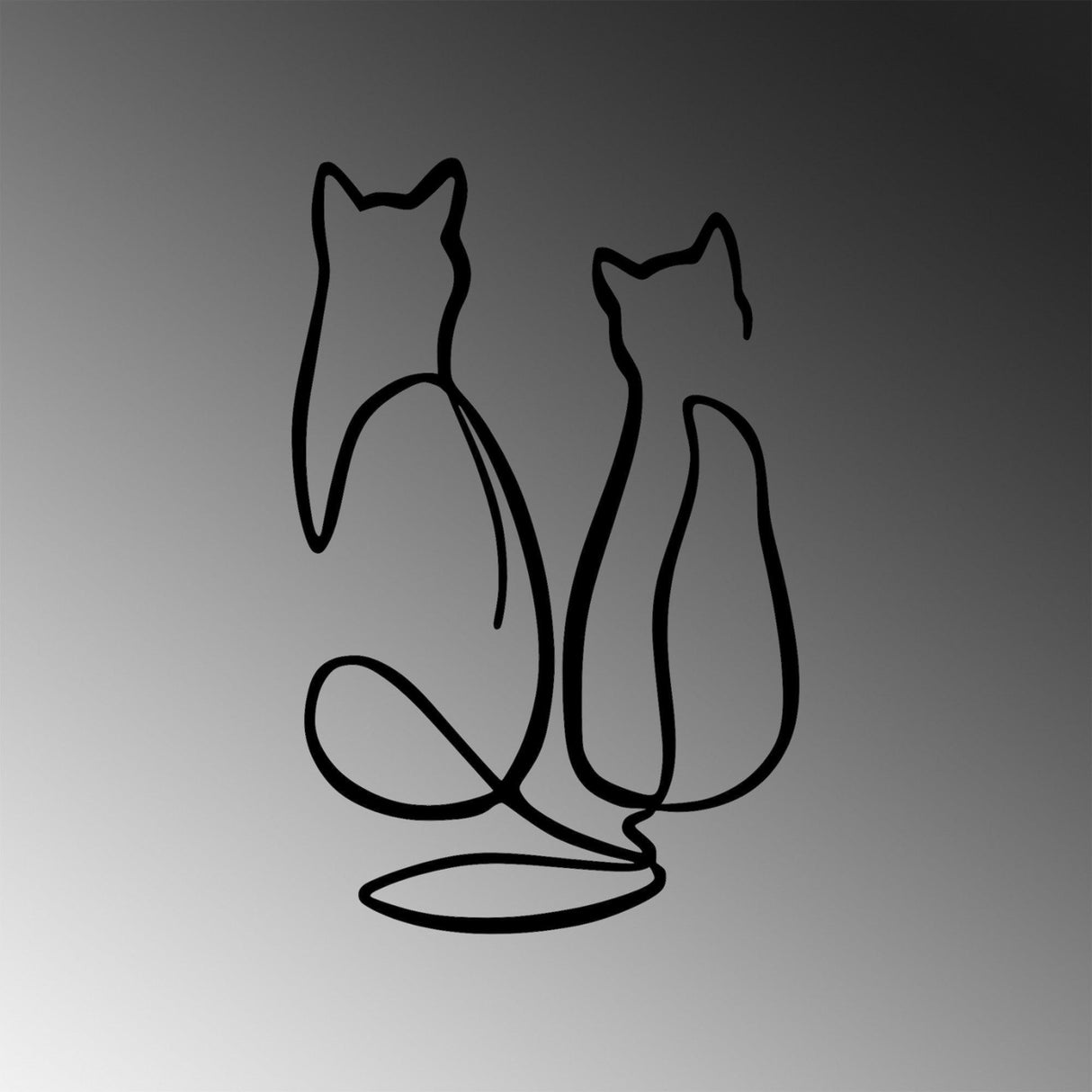Decoratiune de perete Metal Couple Cat Love, Negru, 0.15x48x72 cm